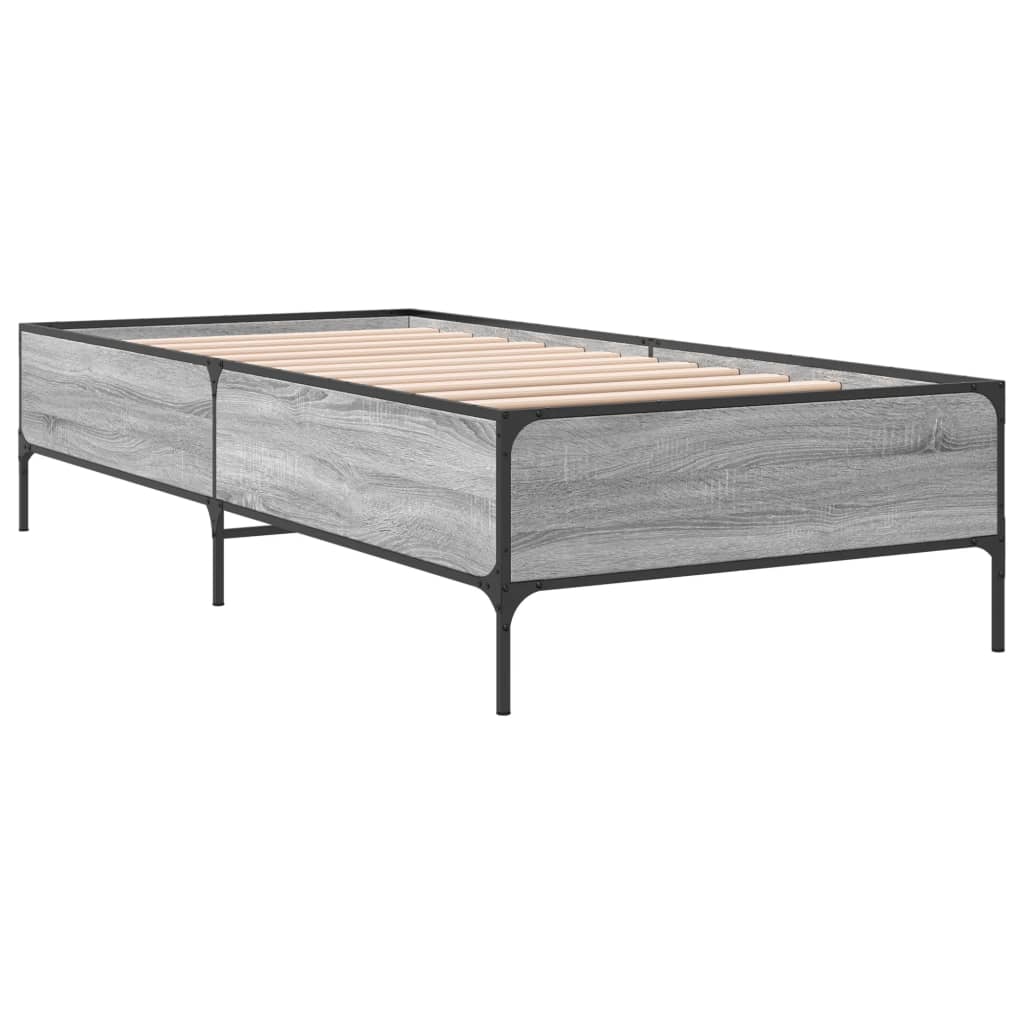 Okvir kreveta boja hrasta 90 x 190 cm konstruirano drvo i metal