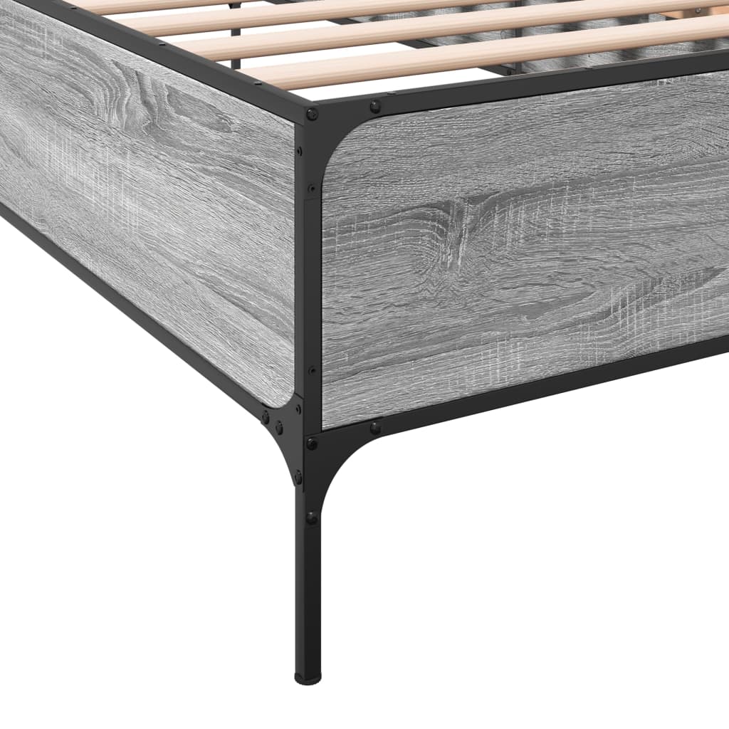 Okvir kreveta boja hrasta 90 x 190 cm konstruirano drvo i metal