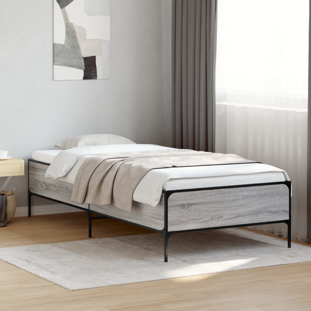 Okvir kreveta boja hrasta 90 x 190 cm konstruirano drvo i metal