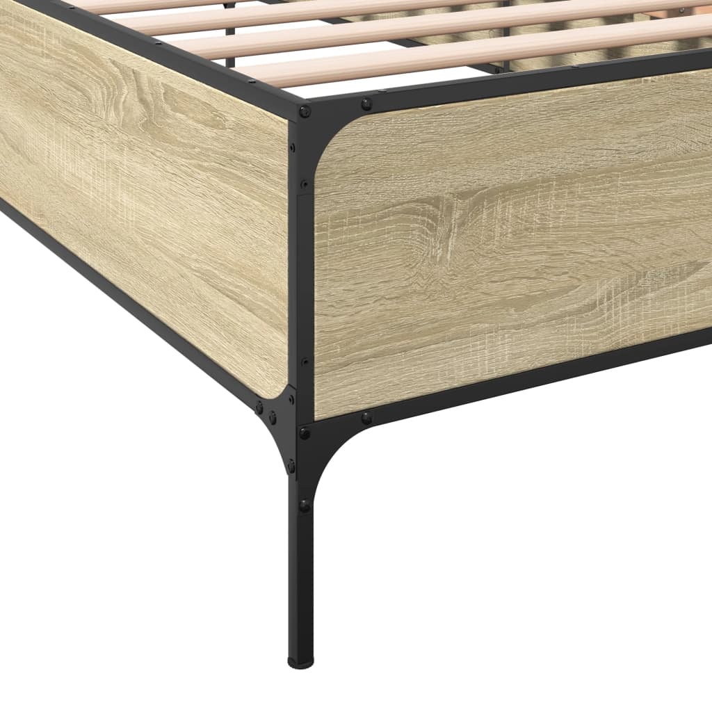 Okvir za krevet boja hrasta 75x190 cm konstruirano drvo i metal
