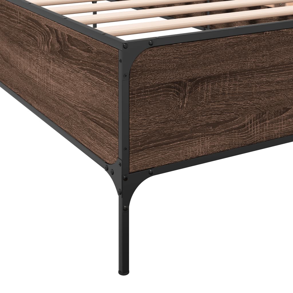 Okvir za krevet smeđi hrast 75x190 cm konstruirano drvo i metal