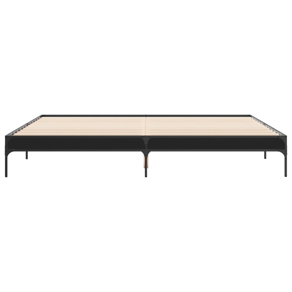 Okvir za krevet crni 200 x 200 cm konstruirano drvo i metal