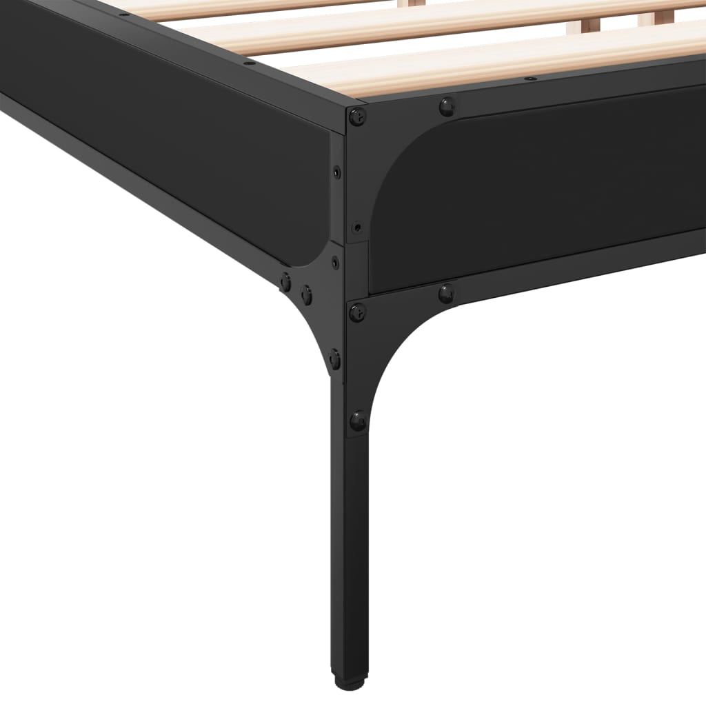 Okvir za krevet crni 200 x 200 cm konstruirano drvo i metal