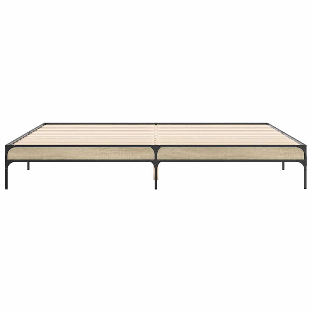 Okvir za krevet boja hrasta 200x200cm konstruirano drvo i metal