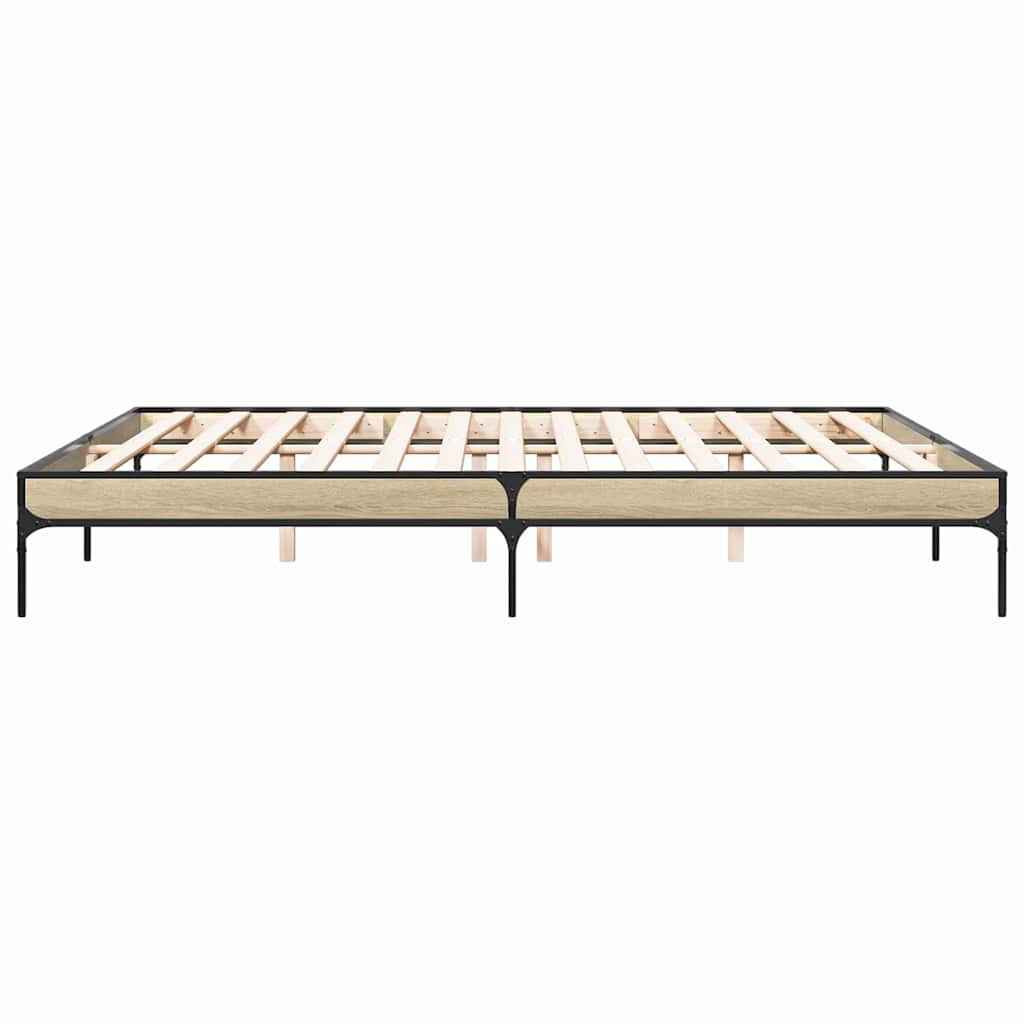 Okvir za krevet boja hrasta 200x200cm konstruirano drvo i metal