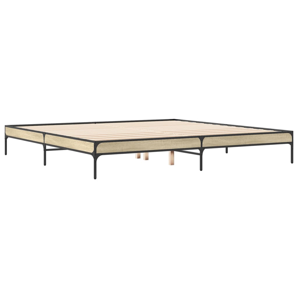Okvir za krevet boja hrasta 200x200cm konstruirano drvo i metal