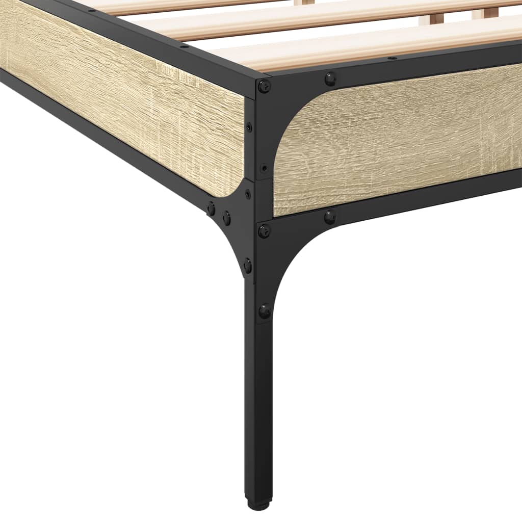 Okvir za krevet boja hrasta 200x200cm konstruirano drvo i metal