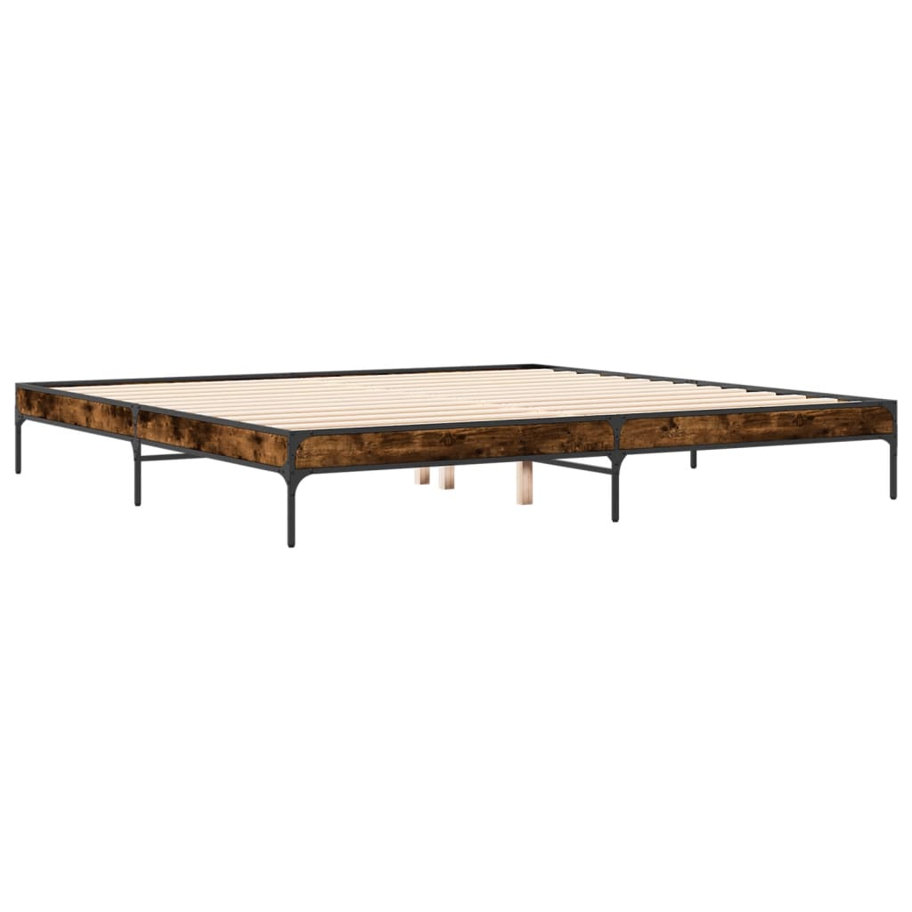 Okvir za krevet boja hrasta 200x200cm konstruirano drvo i metal