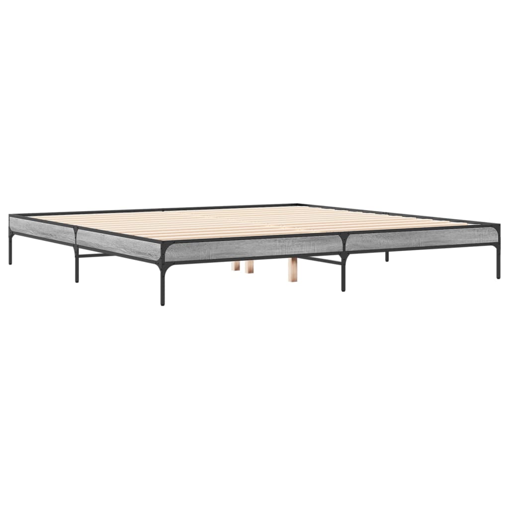 Okvir za krevet boja hrasta 200x200cm konstruirano drvo i metal