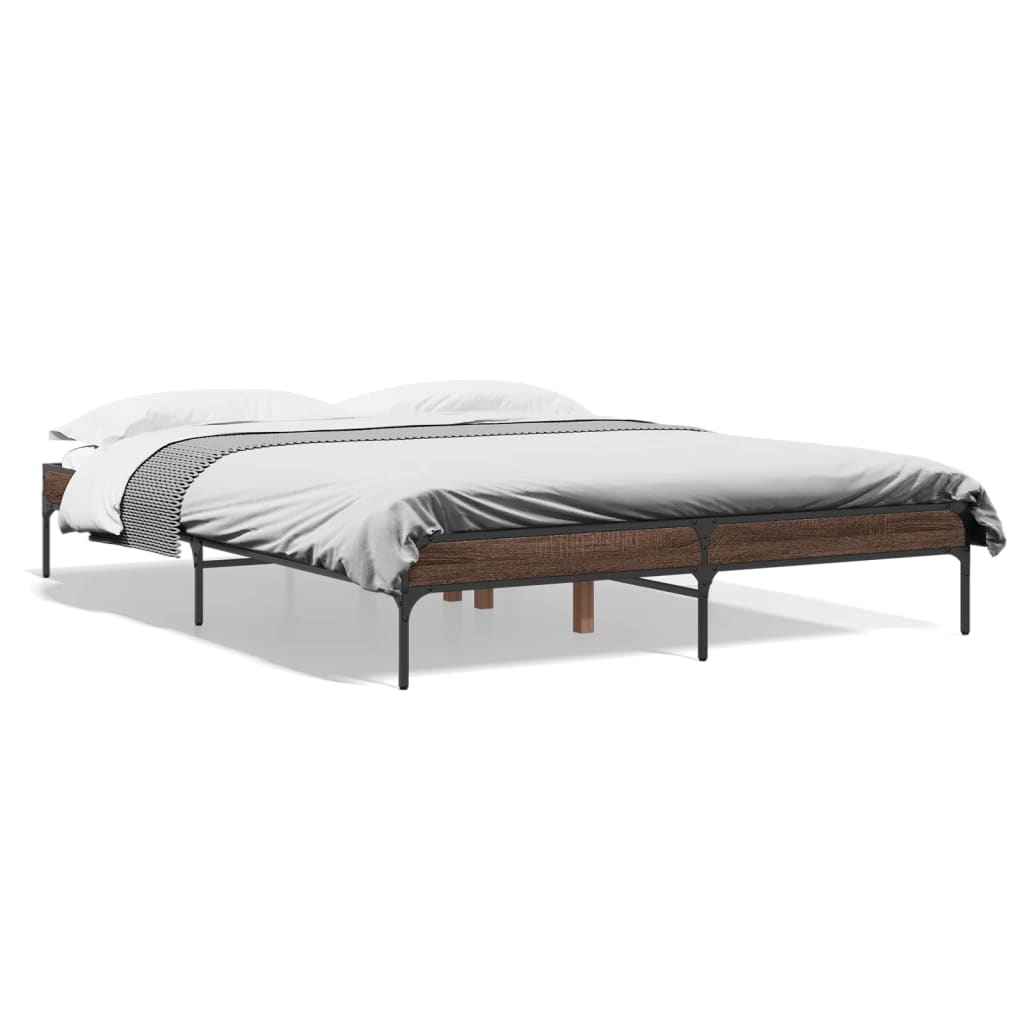 Okvir kreveta boja hrasta 160x200 cm konstruirano drvo i metal