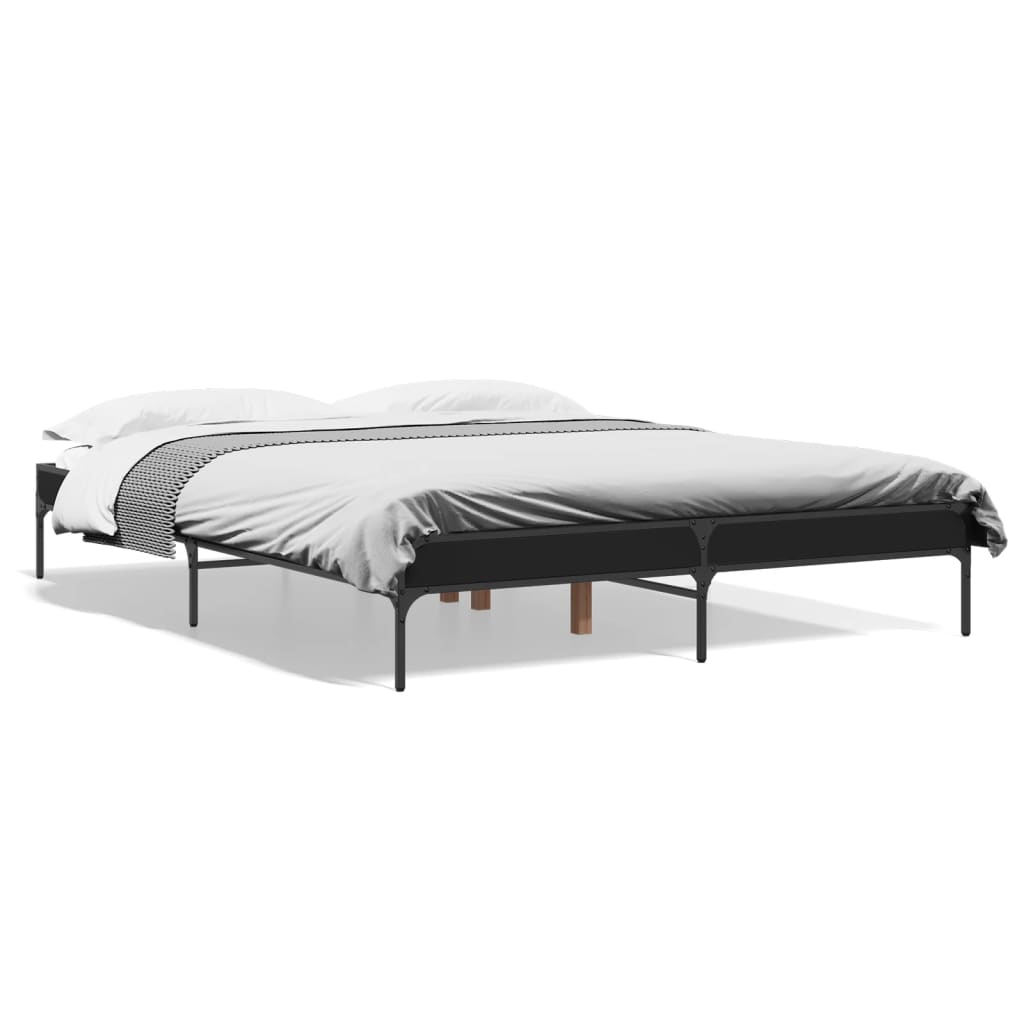 Okvir za krevet crni 150x200 cm konstruirano drvo i metal
