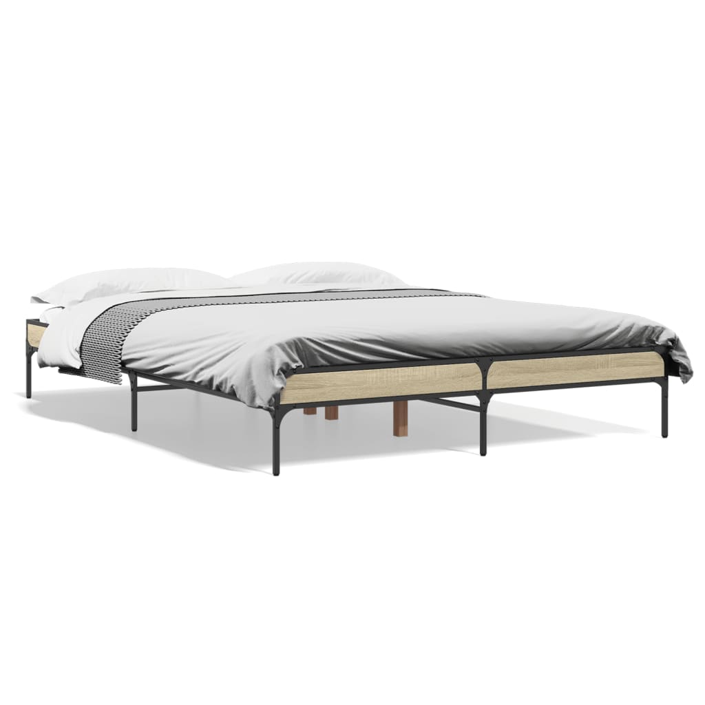 Okvir za krevet boja hrasta 150x200cm konstruirano drvo i metal