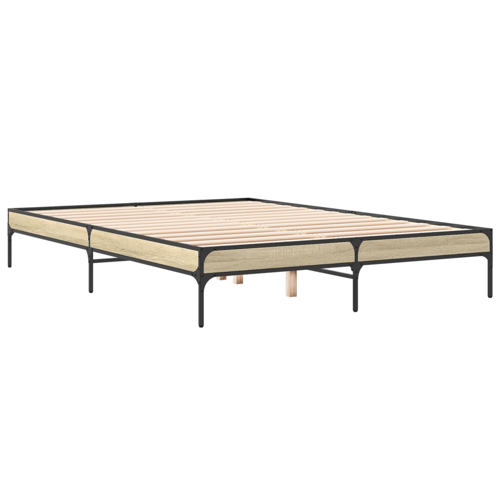 Okvir za krevet boja hrasta 150x200cm konstruirano drvo i metal