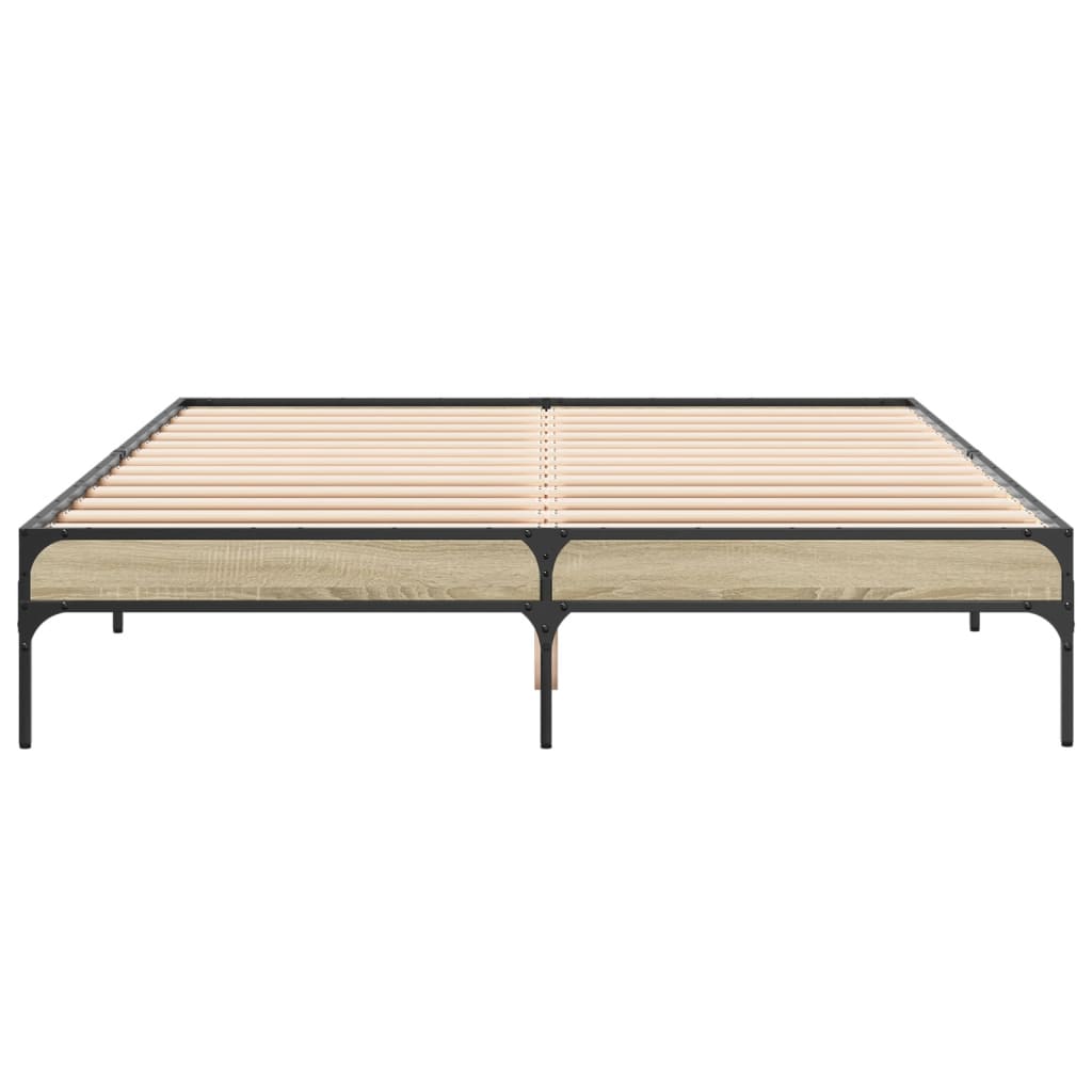 Okvir za krevet boja hrasta 150x200cm konstruirano drvo i metal
