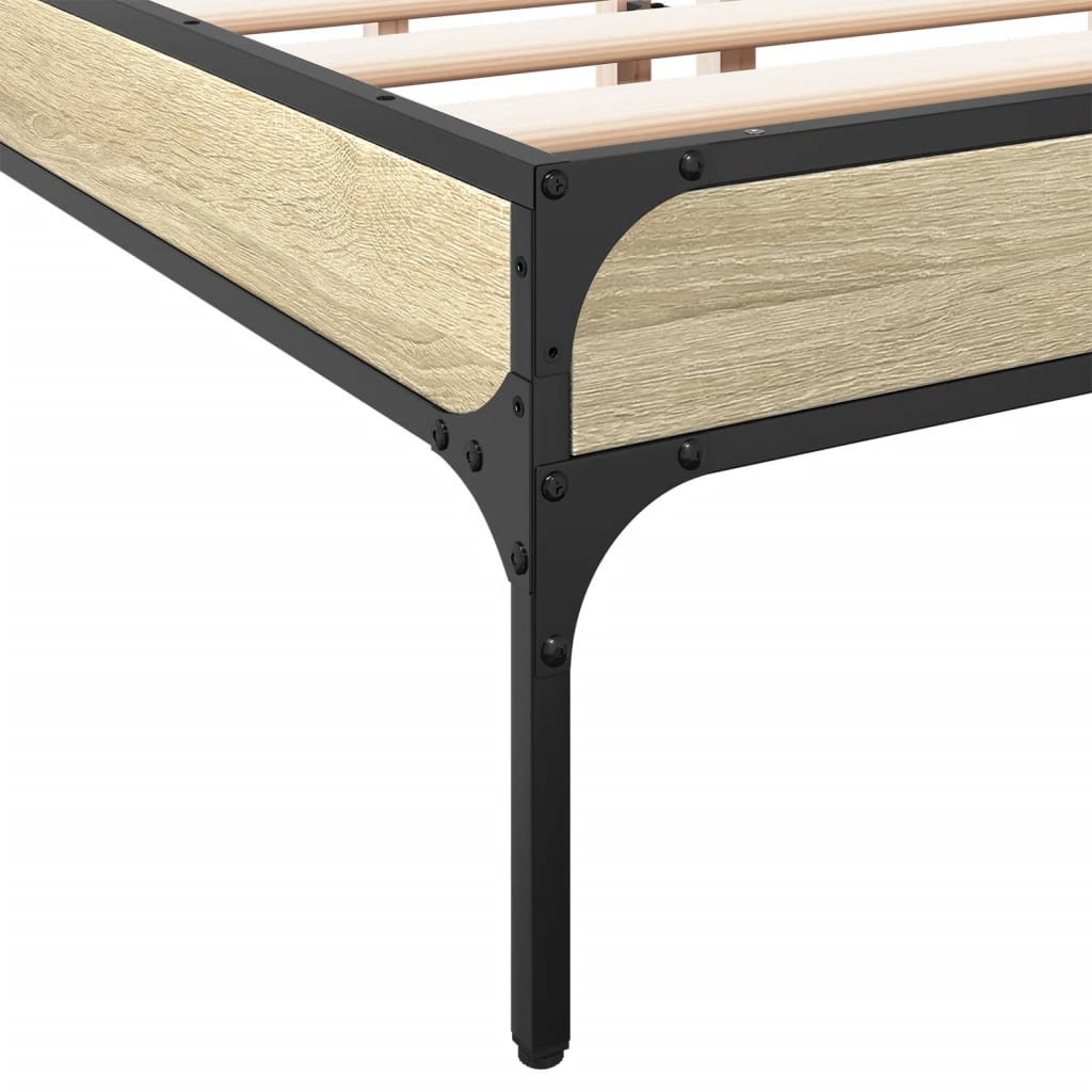 Okvir za krevet boja hrasta 150x200cm konstruirano drvo i metal