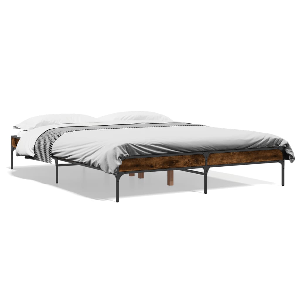 Okvir za krevet boja hrasta 150x200cm konstruirano drvo i metal
