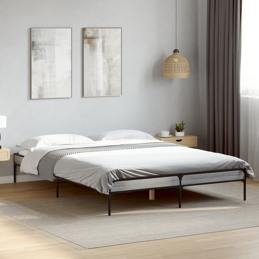 Okvir za krevet boja hrasta 150x200cm konstruirano drvo i metal