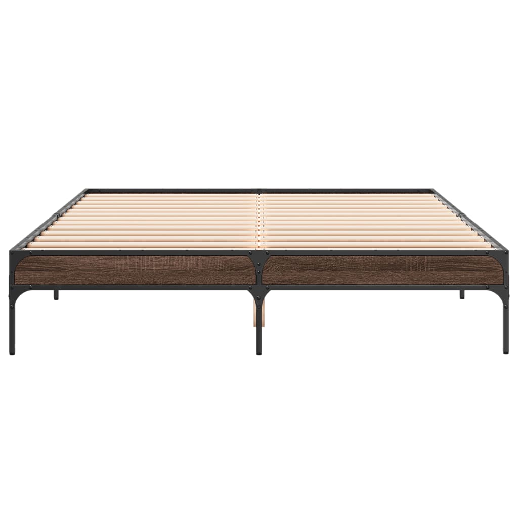 Okvir za krevet smeđi hrast 150x200cm konstruirano drvo i metal