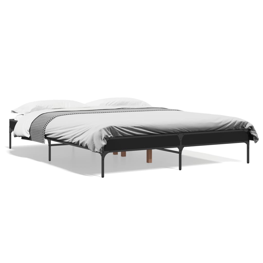 Okvir kreveta crni 140 x 200 cm od konstruiranog drva i metala