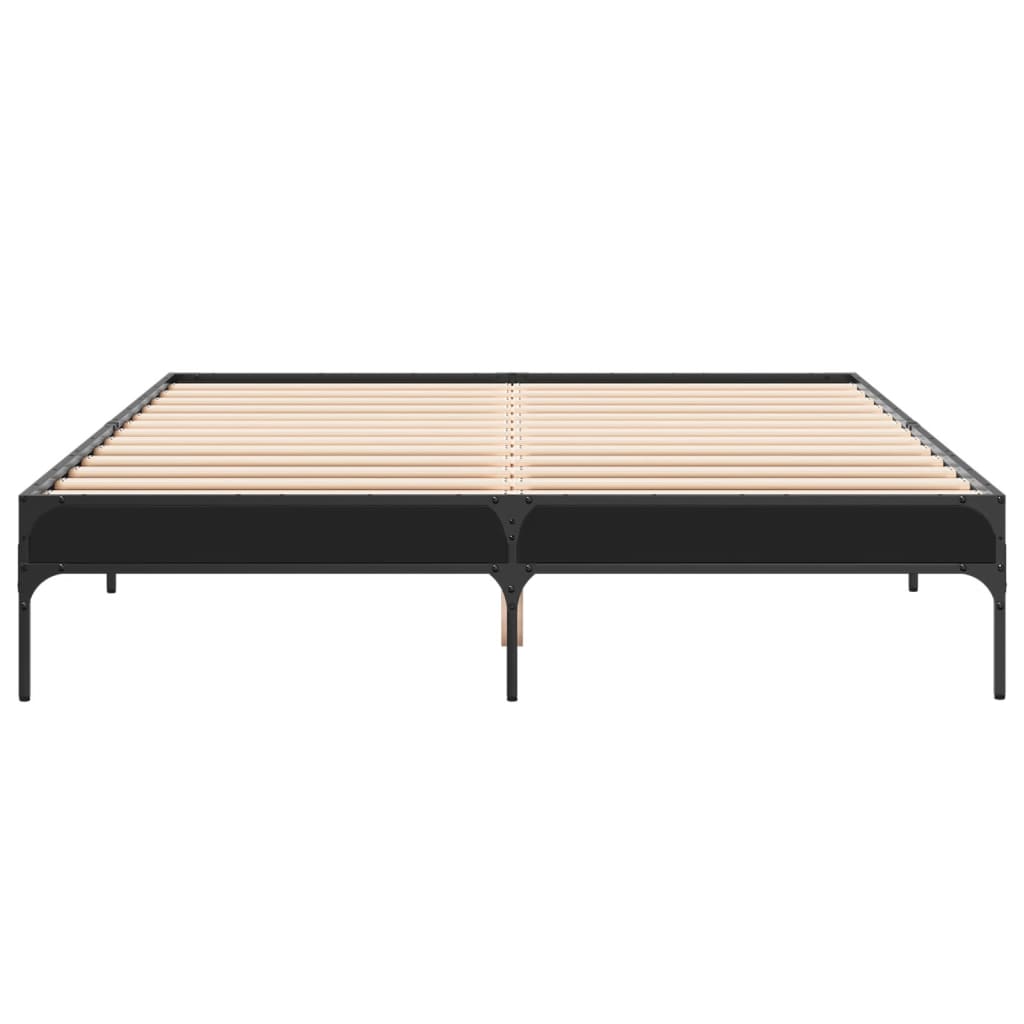 Okvir kreveta crni 140 x 200 cm od konstruiranog drva i metala