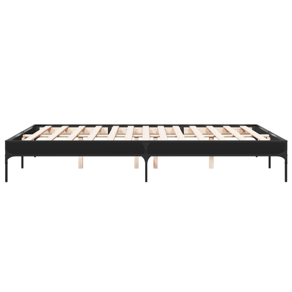 Okvir kreveta crni 140 x 200 cm od konstruiranog drva i metala