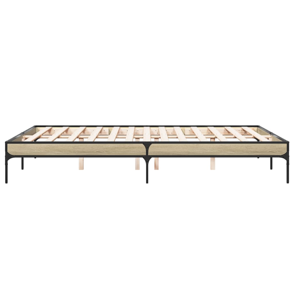 Okvir za krevet boja hrasta 140x200cm konstruirano drvo i metal