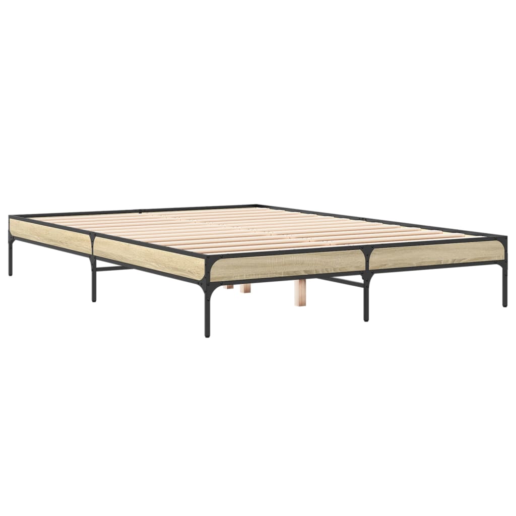 Okvir za krevet boja hrasta 140x200cm konstruirano drvo i metal