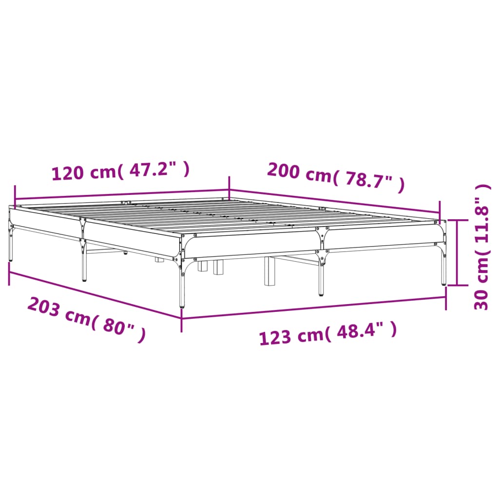 Okvir kreveta crni 120 x 200 cm od konstruiranog drvo i metal