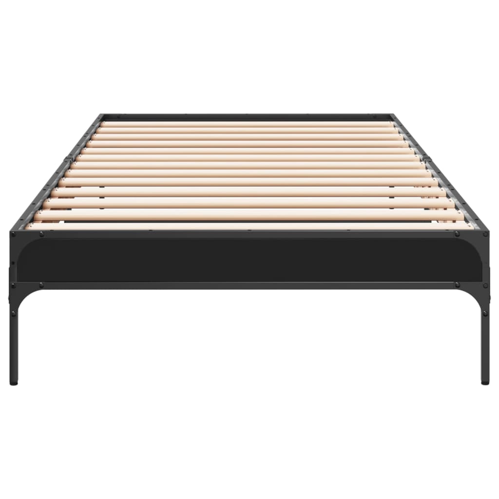 Okvir za krevet crni 100x200 cm konstruirano drvo i metal