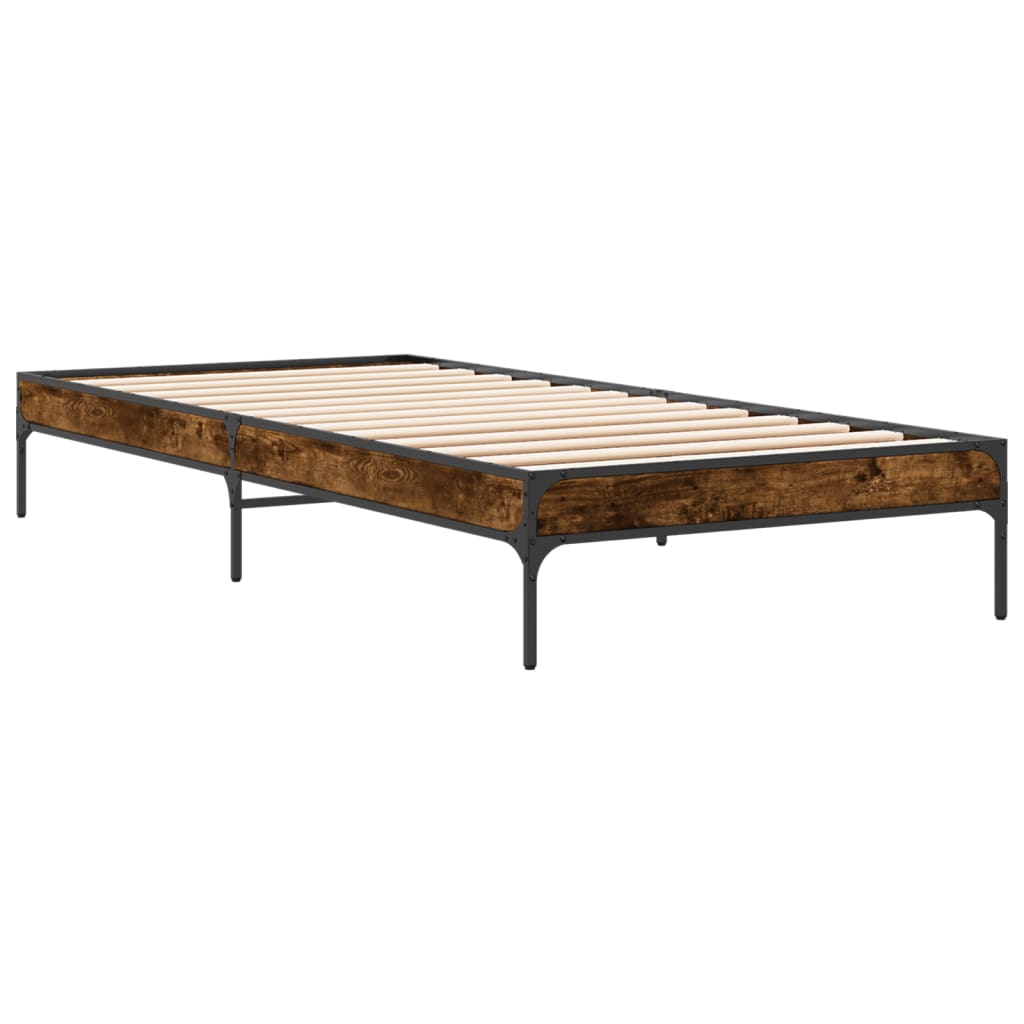 Okvir za krevet boja hrasta 90x200 cm konstruirano drvo i metal