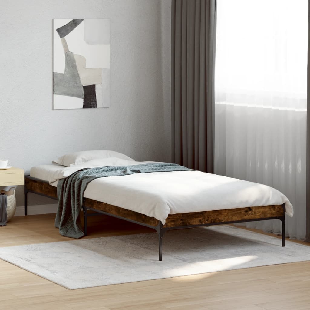 Okvir za krevet boja hrasta 90x200 cm konstruirano drvo i metal