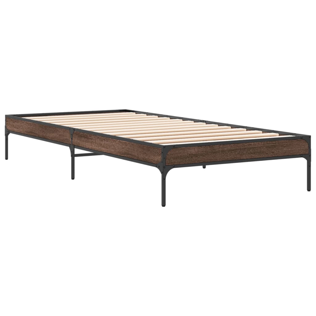 Okvir za krevet smeđi hrast 90x200 cm konstruirano drvo i metal