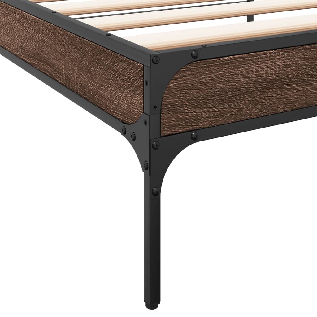 Okvir za krevet smeđi hrast 90x200 cm konstruirano drvo i metal