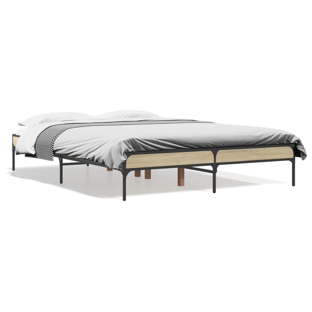 Okvir za krevet boja hrasta 140x190cm konstruirano drvo i metal