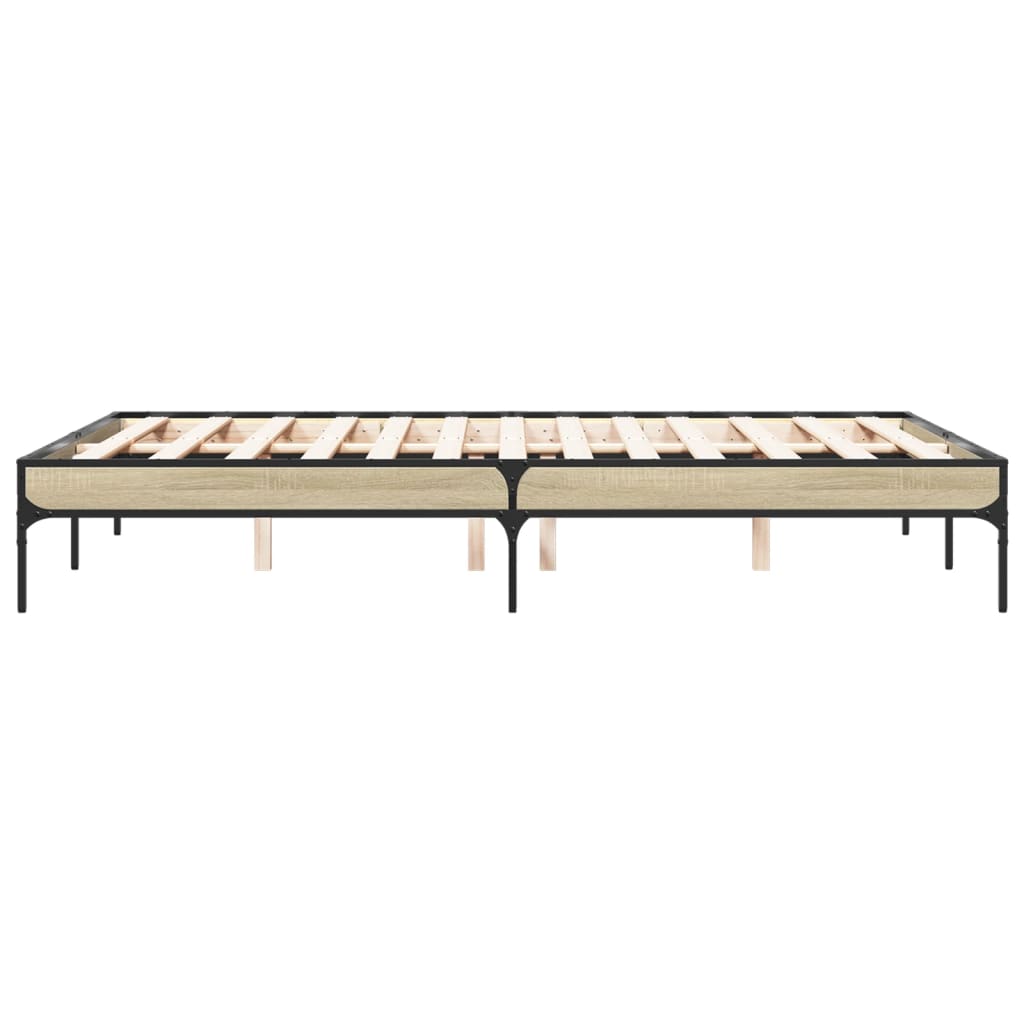 Okvir za krevet boja hrasta 140x190cm konstruirano drvo i metal