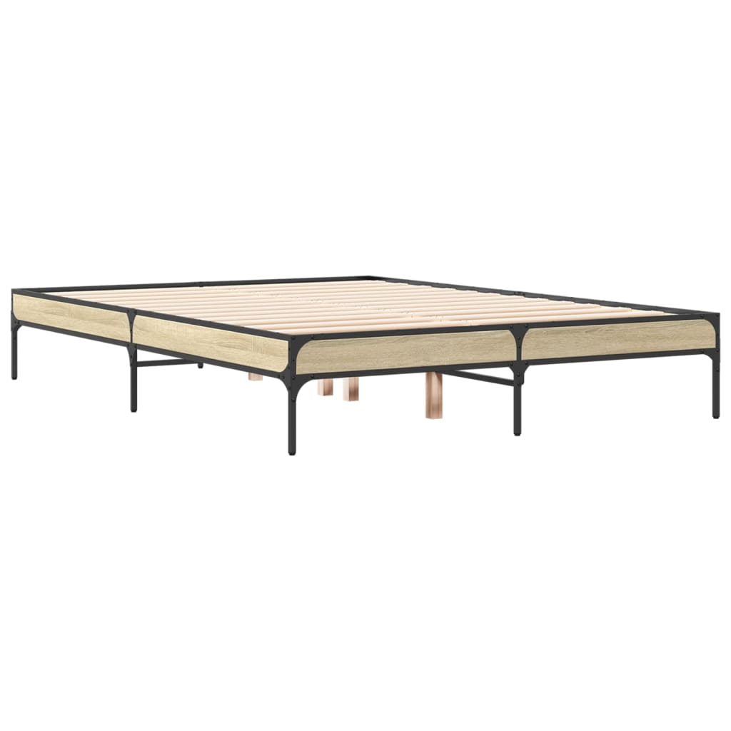 Okvir za krevet boja hrasta 140x190cm konstruirano drvo i metal