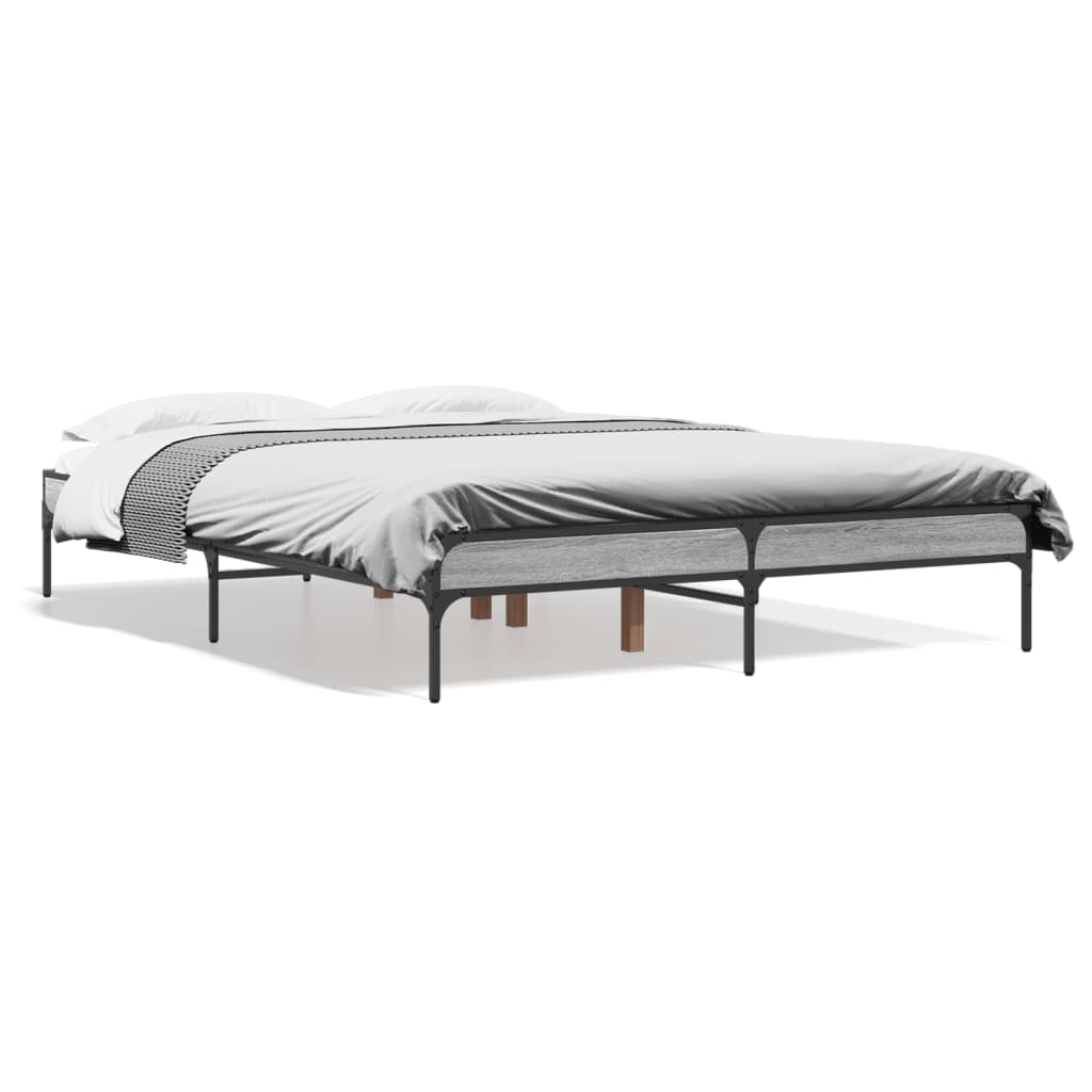 Okvir za krevet boja hrasta 140x190cm konstruirano drvo i metal