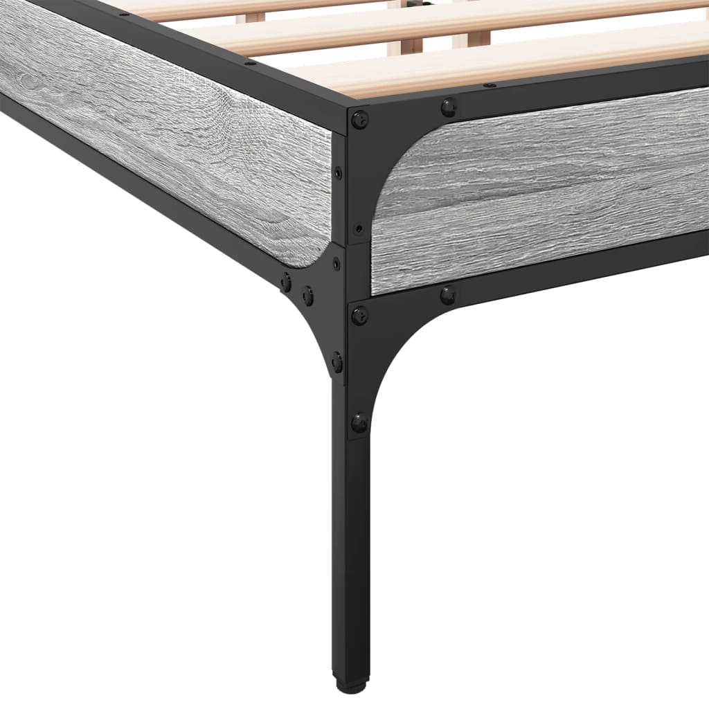 Okvir za krevet boja hrasta 140x190cm konstruirano drvo i metal
