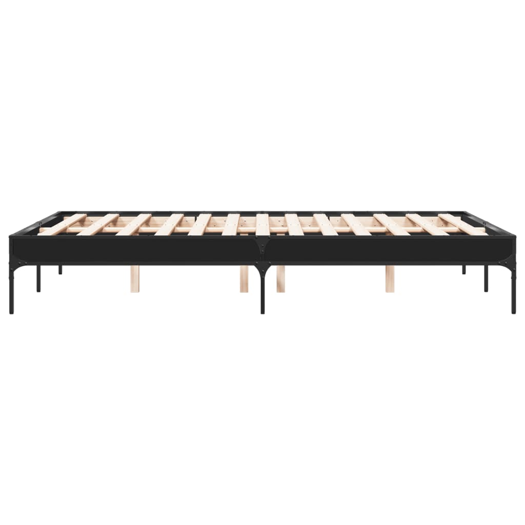 Okvir za krevet crni 135x190 cm konstruirano drvo i metal