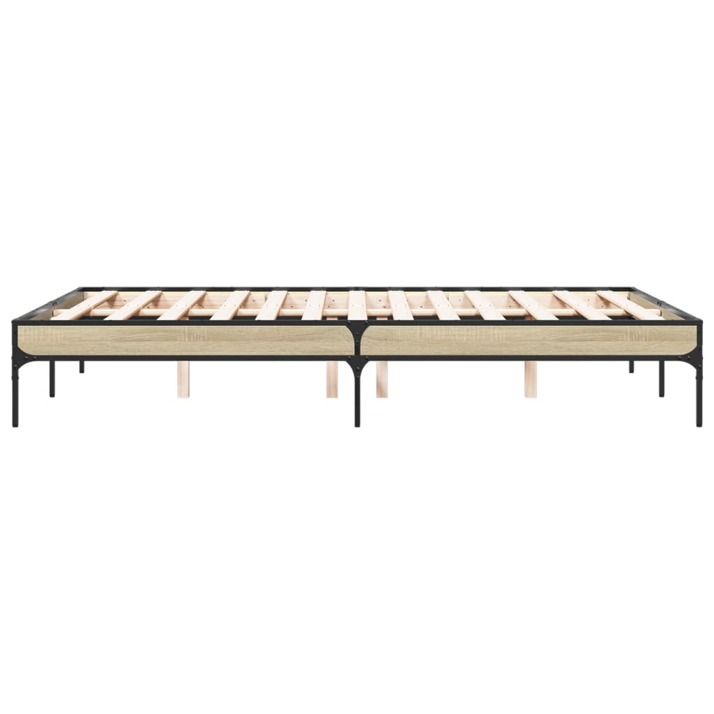 Okvir za krevet boja hrasta 135x190cm konstruirano drvo i metal