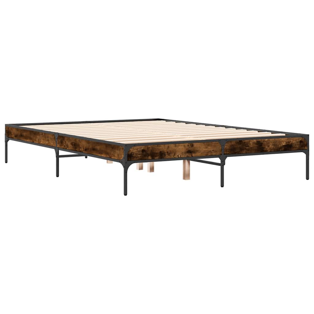 Okvir za krevet boja hrasta 135x190cm konstruirano drvo i metal