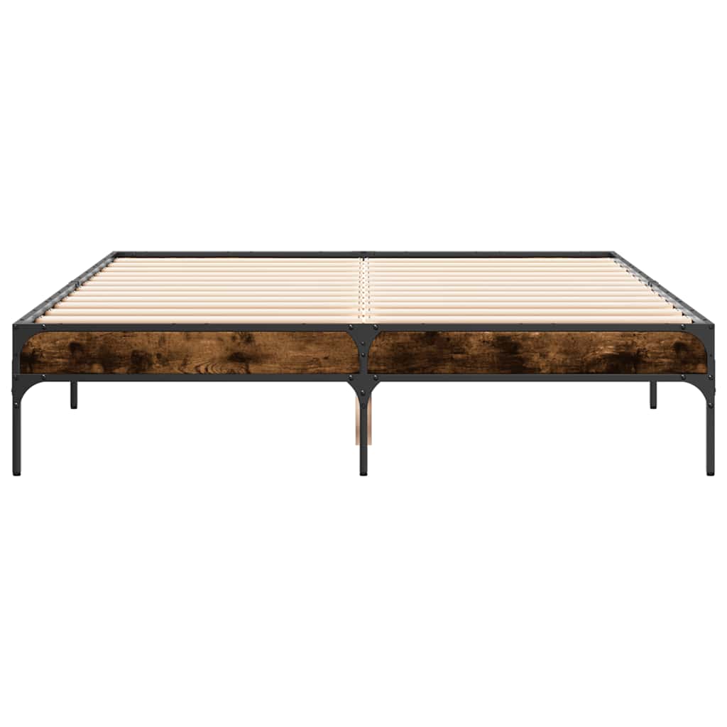 Okvir za krevet boja hrasta 135x190cm konstruirano drvo i metal