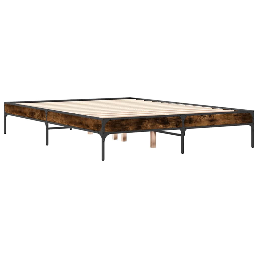 Okvir za krevet boja hrasta 135x190cm konstruirano drvo i metal