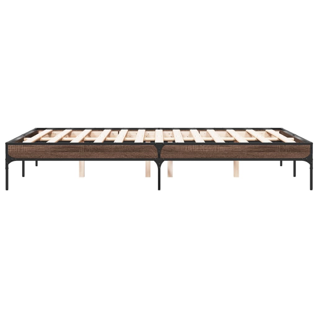 Okvir za krevet smeđi hrast 135x190cm konstruirano drvo i metal