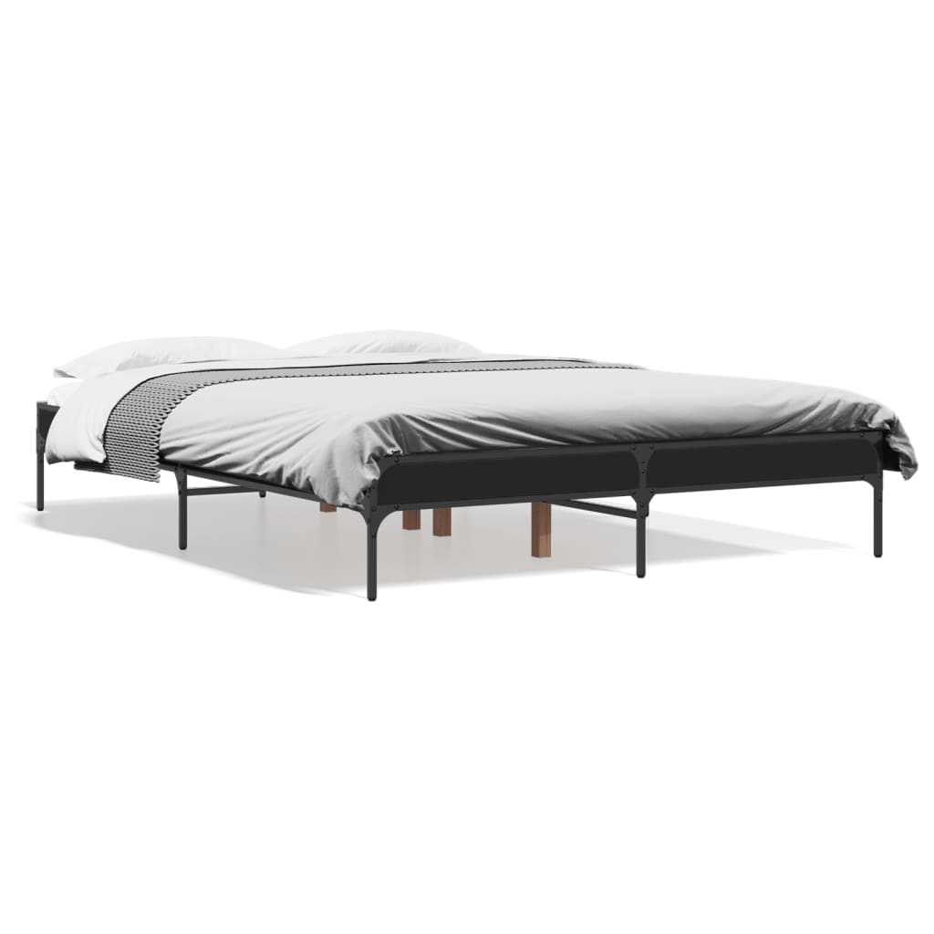 Okvir za krevet crni 120x190 cm konstruirano drvo i metal