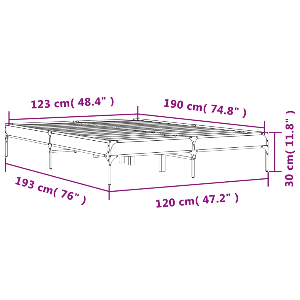 Okvir za krevet crni 120x190 cm konstruirano drvo i metal