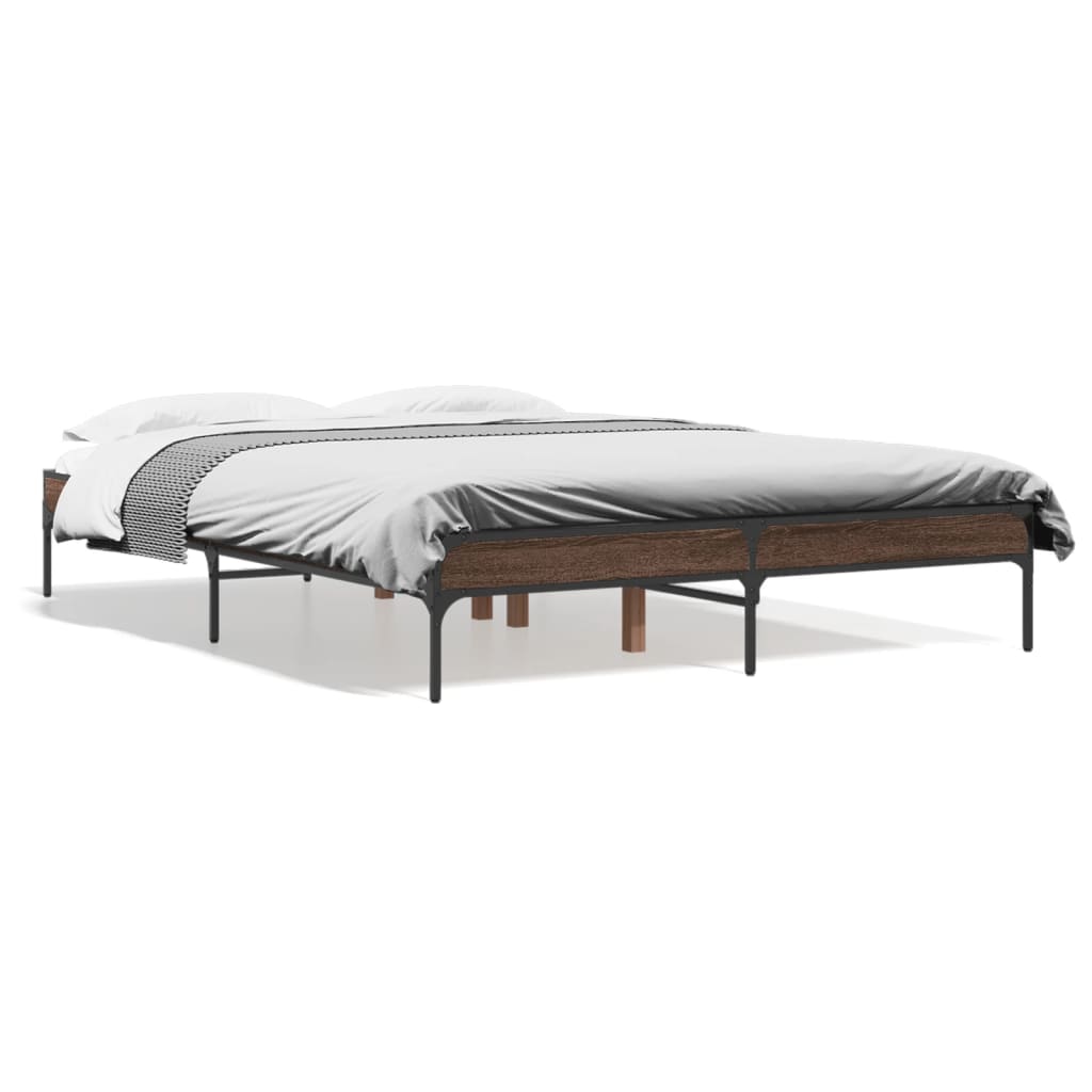 Okvir za krevet smeđi hrast 120x190cm konstruirano drvo i metal