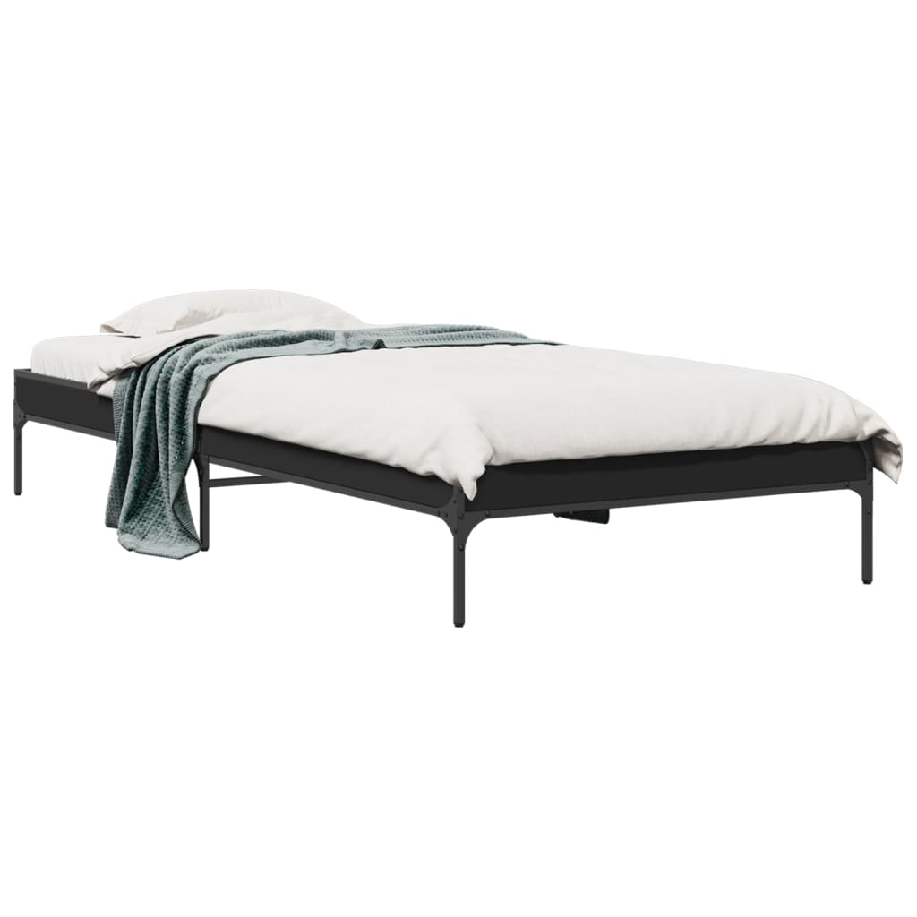 Okvir za krevet crni 90 x 190 cm od konstruiranog drvo i metal