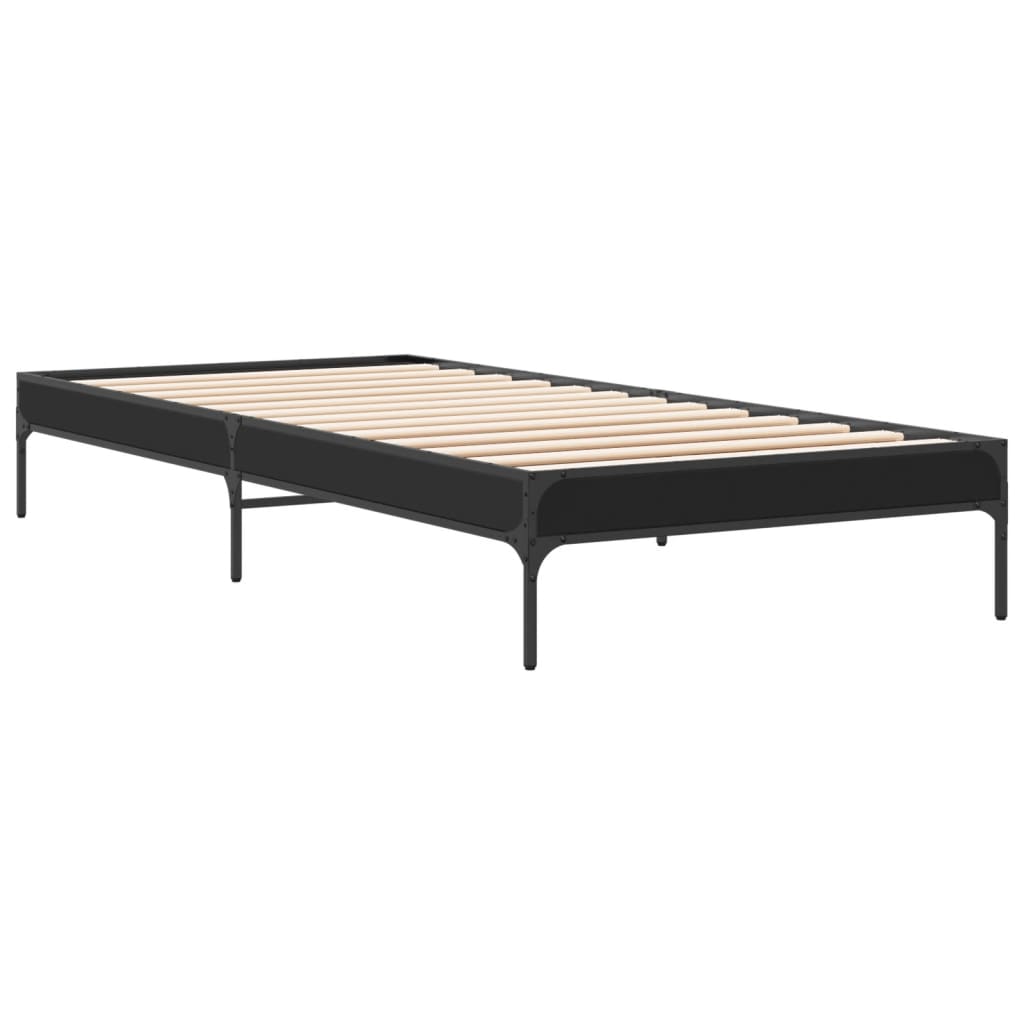 Okvir za krevet crni 90 x 190 cm od konstruiranog drvo i metal