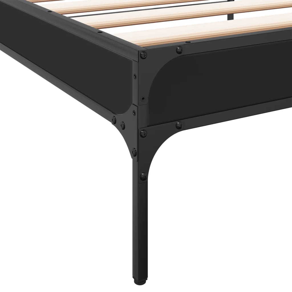 Okvir za krevet crni 90 x 190 cm od konstruiranog drvo i metal